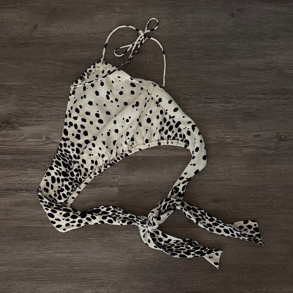 Black and White Animal Print Halter Top - Picture 2 of 6